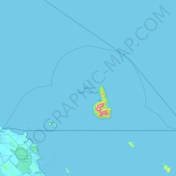 Mapa topográfico Tioman Marine Park, altitud, relieve