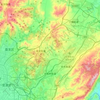 Mapa topográfico 大板桥街道, altitud, relieve