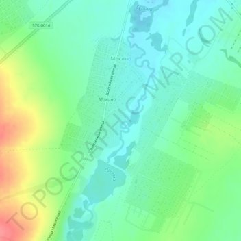 Mapa topográfico Мокино, altitud, relieve