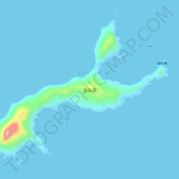 Mapa topográfico 北尖岛, altitud, relieve
