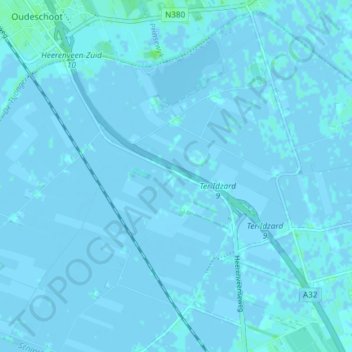 Mapa topográfico Oldeholtwolde, altitud, relieve