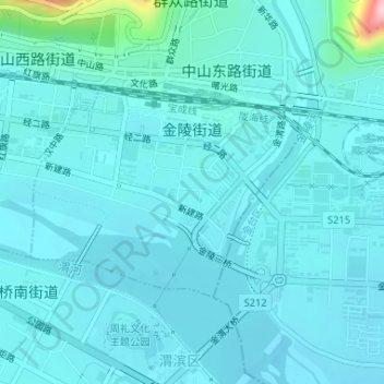 Mapa topográfico 金陵街道, altitud, relieve