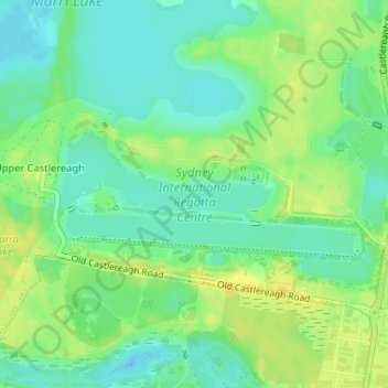 Mapa topográfico Sydney International Regatta Centre, altitud, relieve