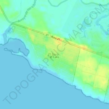 Mapa topográfico El Faro, altitud, relieve