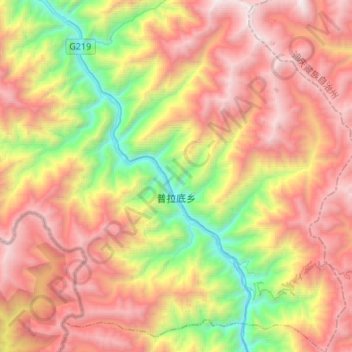 Mapa topográfico 普拉底乡, altitud, relieve
