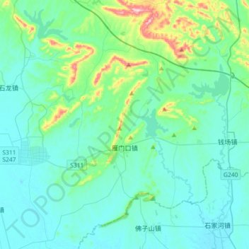 Mapa topográfico 雁门口, altitud, relieve