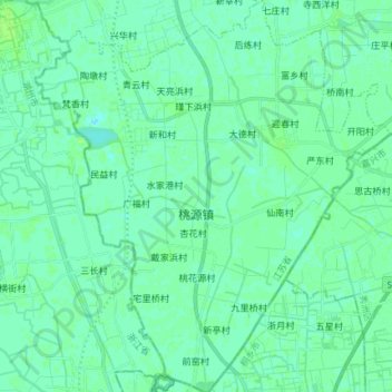 Mapa topográfico 桃源镇, altitud, relieve