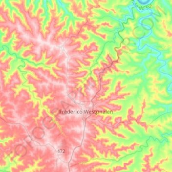 Mapa topográfico Frederico Westphalen, altitud, relieve