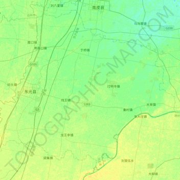 Mapa topográfico 东光县, altitud, relieve
