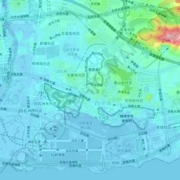 Mapa topográfico 沙河街道, altitud, relieve