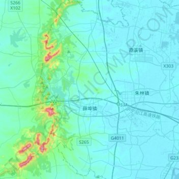 Mapa topográfico 薛埠镇, altitud, relieve