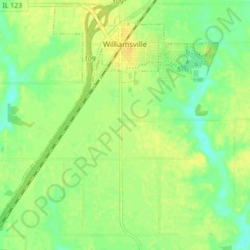 Mapa topográfico Williamsville, altitud, relieve