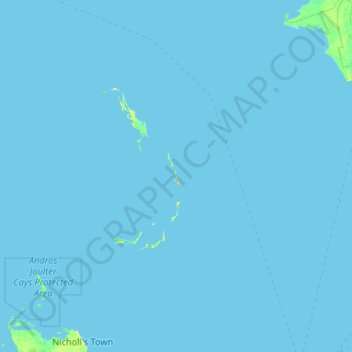 Mapa topográfico Berry Islands, altitud, relieve