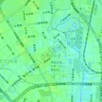 Mapa topográfico 九里堤街道, altitud, relieve