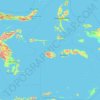 Mapa topográfico Islas Molucas, altitud, relieve