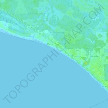 Mapa topográfico Mexico Beach, altitud, relieve