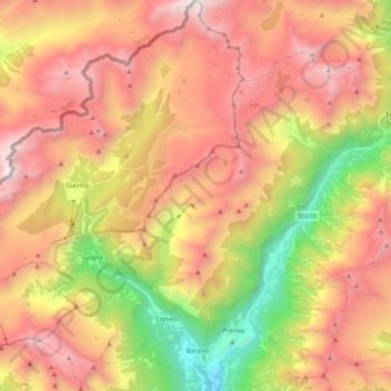 Mapa topográfico Baceno, altitud, relieve