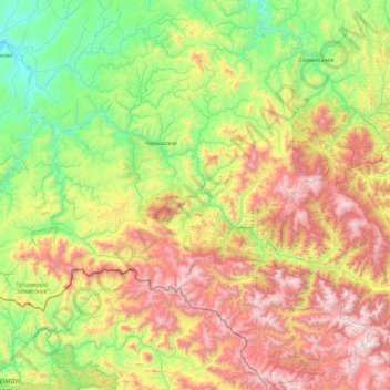 Mapa topográfico Charyshsky District, altitud, relieve