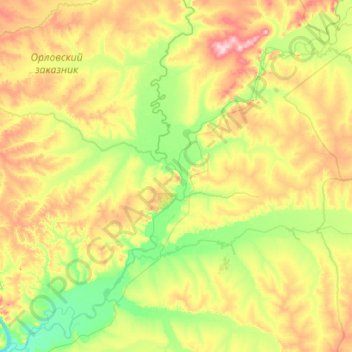 Mapa topográfico Селемджа, altitud, relieve