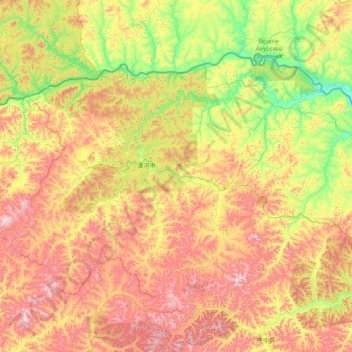 Mapa topográfico 漠河市, altitud, relieve