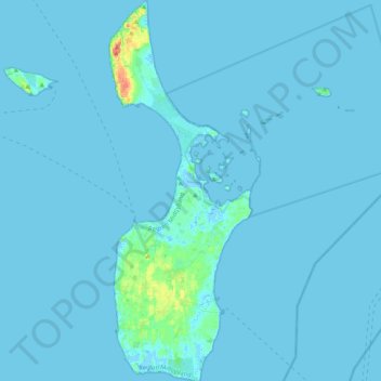 Mapa topográfico Samsø, altitud, relieve