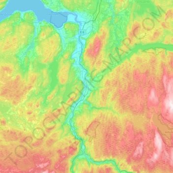 Mapa topográfico Melhus, altitud, relieve