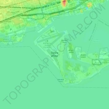 Mapa topográfico Toronto Island, altitud, relieve