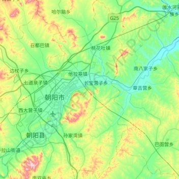 Mapa topográfico 双塔区, altitud, relieve
