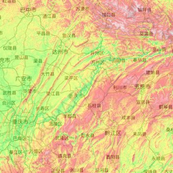 Mapa topográfico 三峡水库, altitud, relieve