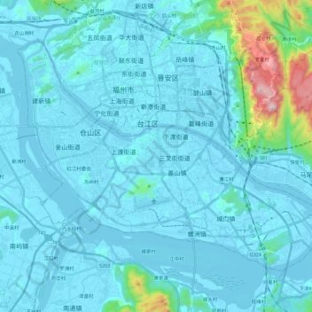 Mapa topográfico 仓山区, altitud, relieve
