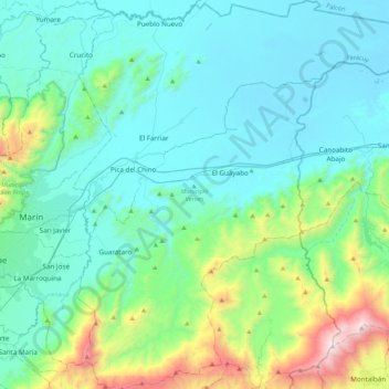 Mapa topográfico Municipio Veroes, altitud, relieve