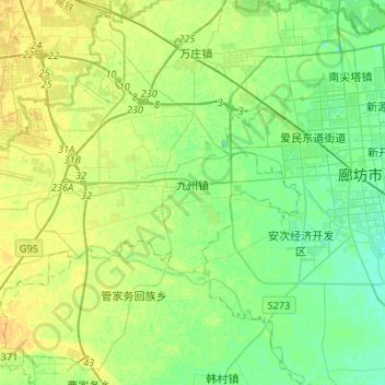 Mapa topográfico 九州镇, altitud, relieve