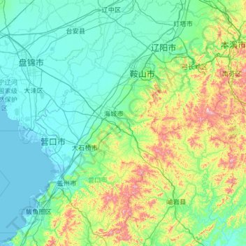 Mapa topográfico 鞍山市, altitud, relieve