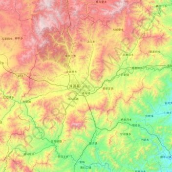 Mapa topográfico 涞源县, altitud, relieve