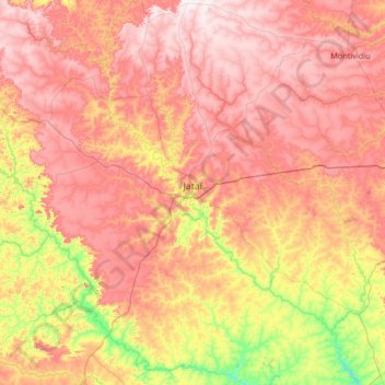 Mapa topográfico Jataí, altitud, relieve