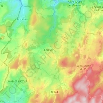 Mapa topográfico La Brinjame, altitud, relieve