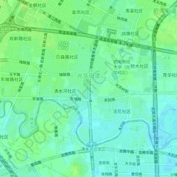 Mapa topográfico 光华街道, altitud, relieve