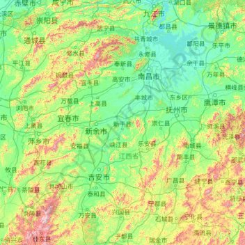 Mapa topográfico 赣江, altitud, relieve