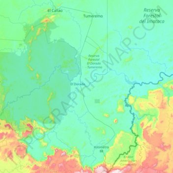 Mapa topográfico Parroquia Dalla Costa, altitud, relieve