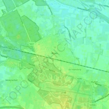 Mapa topográfico Rijen, altitud, relieve