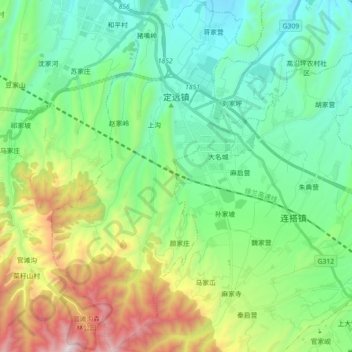 Mapa topográfico 定远镇, altitud, relieve