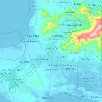 Mapa topográfico Municipio Díaz, altitud, relieve