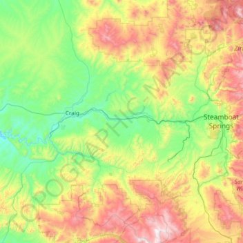 Mapa topográfico Yampa River State Park, altitud, relieve