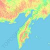 Mapa topográfico Krai de Kamchatka, altitud, relieve