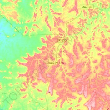 Mapa topográfico Dom Pedro, altitud, relieve