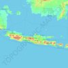 Mapa topográfico Jawa, altitud, relieve