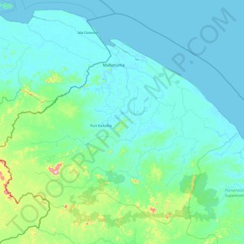 Mapa topográfico Barima-Waini, altitud, relieve