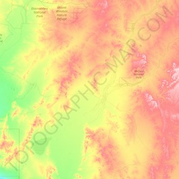 Mapa topográfico Barcoo Shire, altitud, relieve