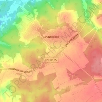 Mapa topográfico Филинское, altitud, relieve