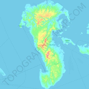 Mapa topográfico Polillo Island, altitud, relieve